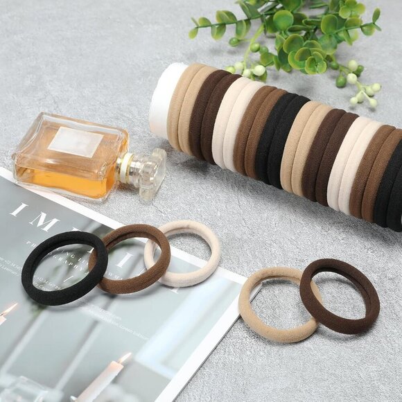 Black Hair Ties Extra Thick 100 Count Seamless Ponytail Holders for Women